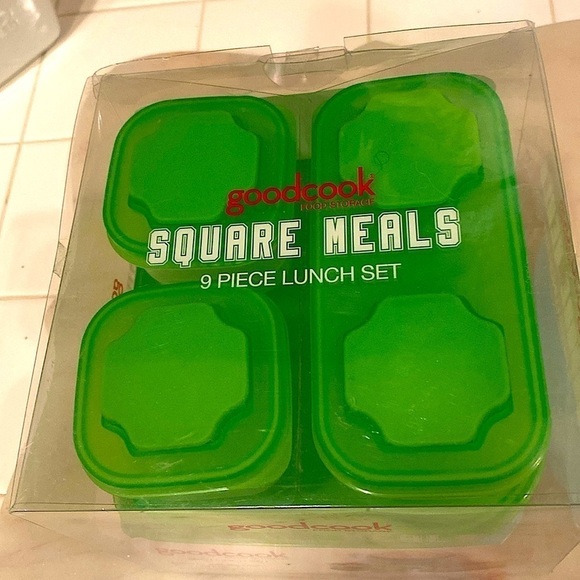 Good Cook Square Meals 9 Piece Lunch Set Green Modular with Icepack NWT Barcode - Picture 6 of 8